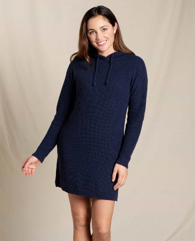 Brown rich dresses-Whidbey Hooded Sweater Dress