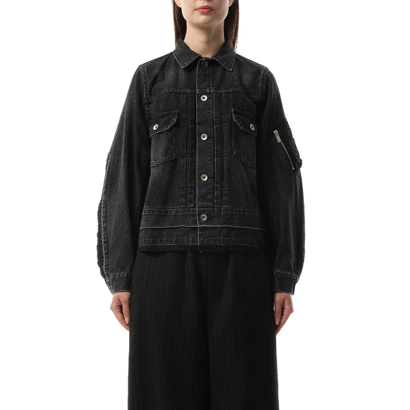 Jackets ghoul vibe-Denim x Nylon Twill Jacket in Black