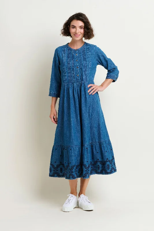 Travel-friendly dresses-Tamsin Denim Maxi Dress