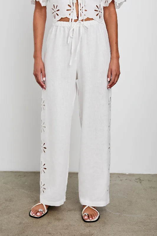 Bottoms with hand wash-EMMIE PANT - WHITE EYELET