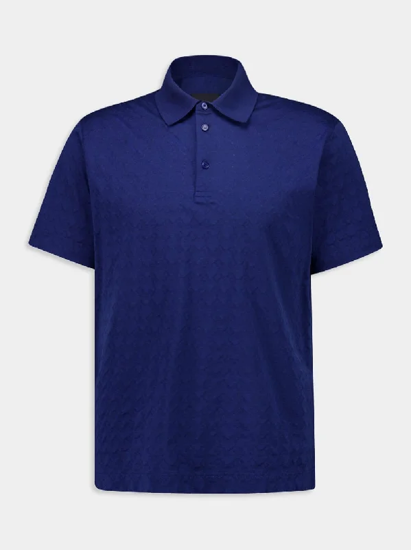 Women's clothing polka dots-Saphir Blue 4G-Jacquard Polo Shirt