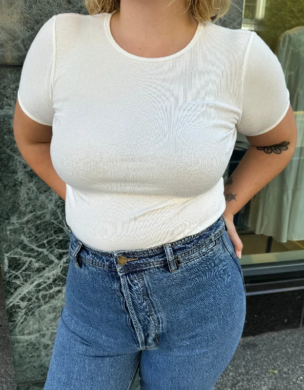 Stage Tops-Baby Rib Tee in White