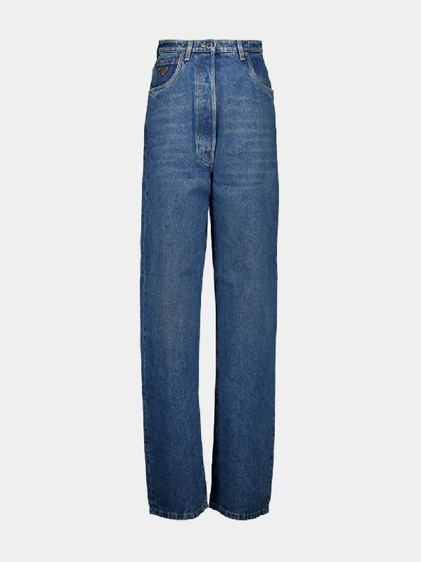 Women's clothing carry-on-Blue Wide-Leg Jeans