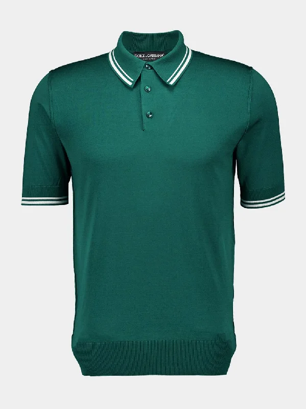 Women's clothing catalog-Green Silk Polo Shirt