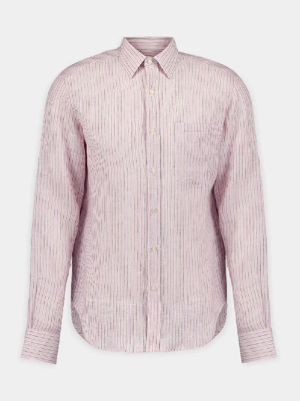 Women's clothing bold-Striped Pink Shirt