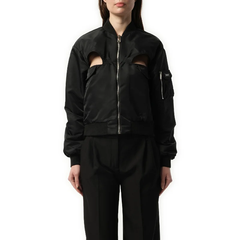 Jackets flow style-Cut-Out Bomber Jacket in Black