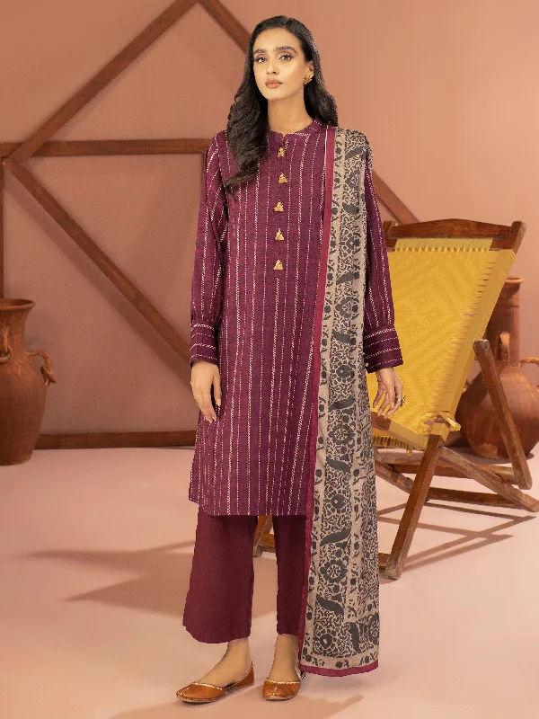 Women's clothing 60s mod-3 Piece Khaddar Suit-Printed (Unstitched)