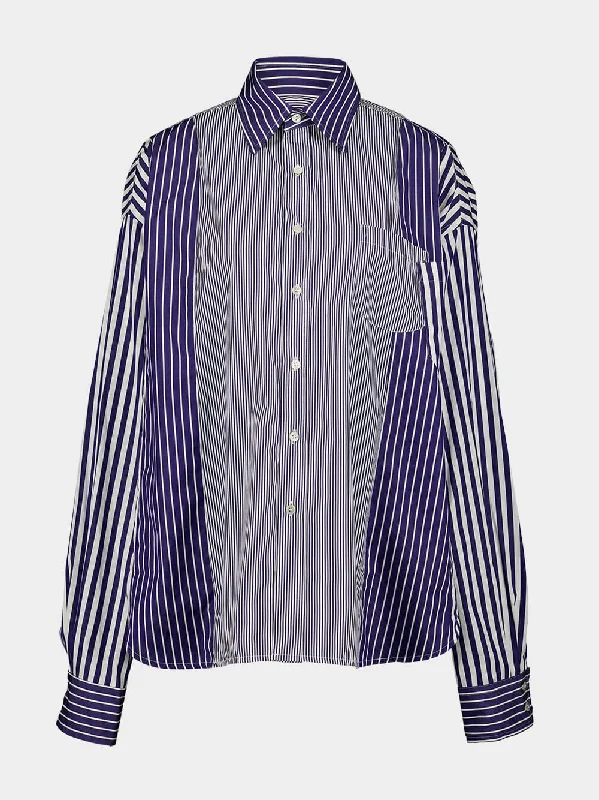 Women's clothing new vibe-Frankenstein Striped Cotton Shirt