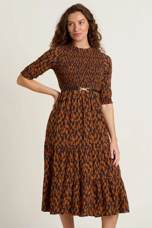 Shift style dresses-Brush Strokes Midi Dress