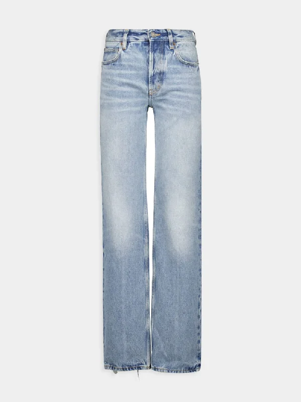 Women's clothing suede pieces-Low-Rise Sicily Blue Jeans