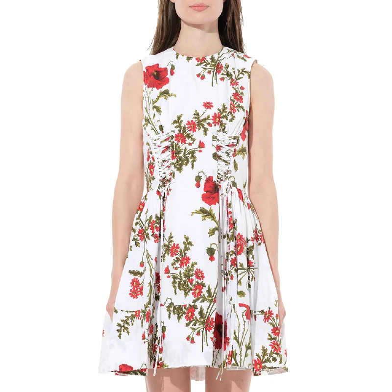 Designer luxe dresses-Poppy Laced Mini Dress in Ivory