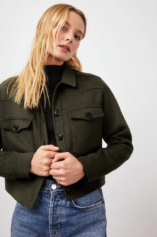 Jackets boxy style-EASTON JACKET - OLIVE