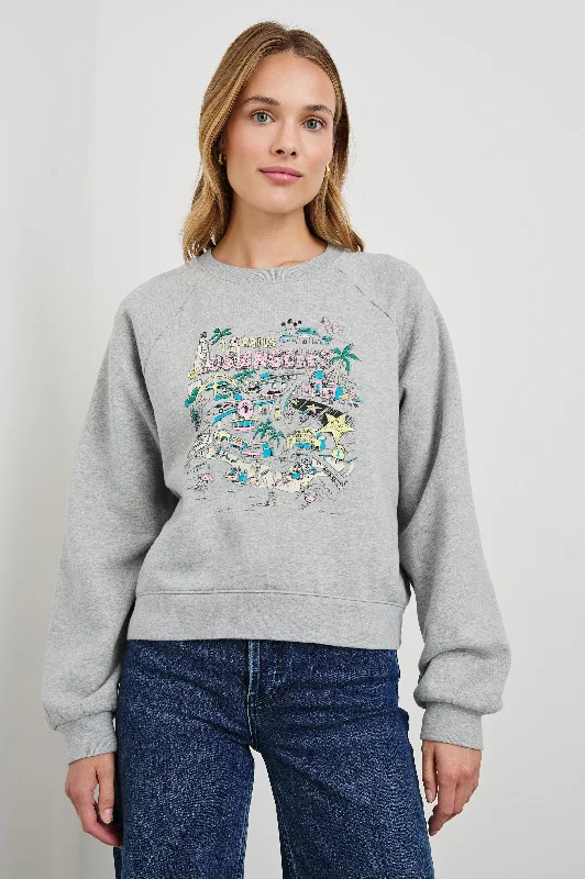 Whimsical hoodies & sweatshirts-VINTAGE RAGLAN SWEATSHIRT - RAILS LOS ANGELES MAP GREY