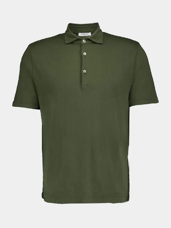 Women's clothing curvy looks-Military Green Polo Shirt