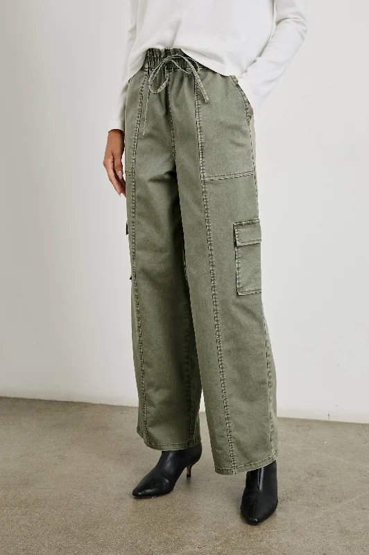 Bottoms with color block-BODIE PANT - DARK OLIVE