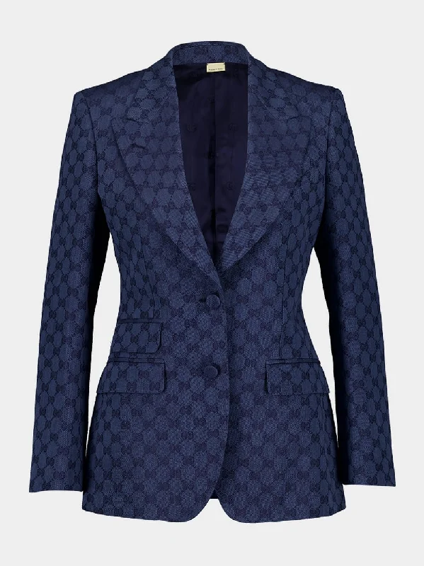 Women's clothing must-haves-GG Logo-Jacquard Single-Breast Blazer