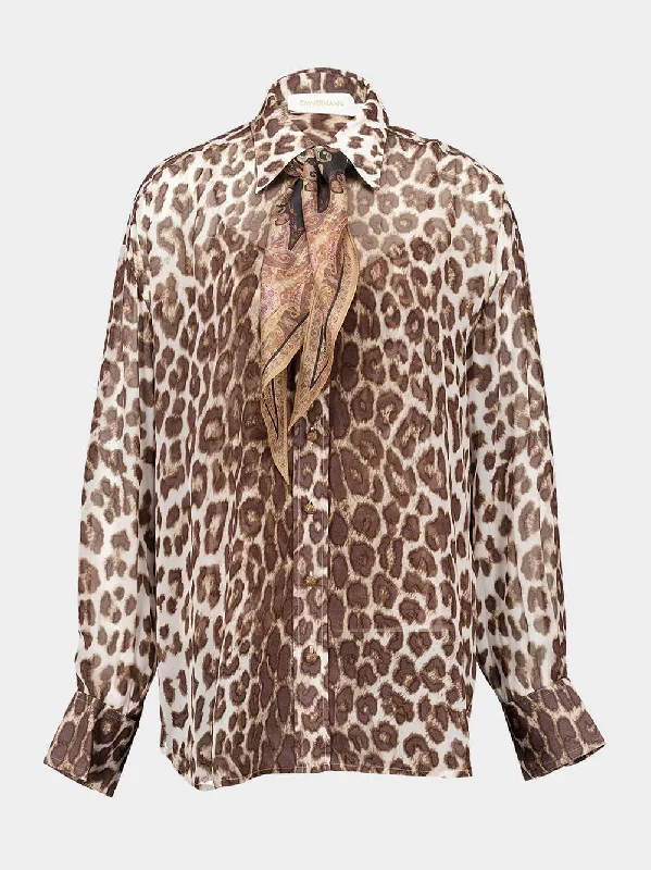 Women's clothing asymmetrical-Illustration Leopard Shirt