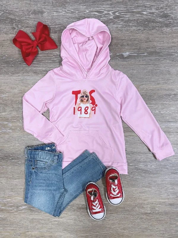 Terry hoodies & sweatshirts-TS 1989 Pink Girls Hoodie Concert Sweatshirt