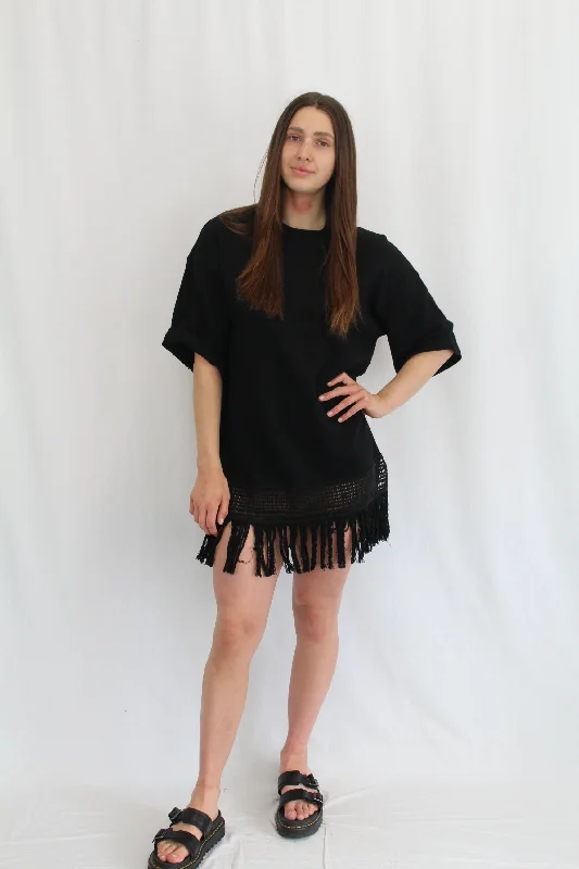 Silvery glow dresses-Blacklist - Fringe Sweat Dress