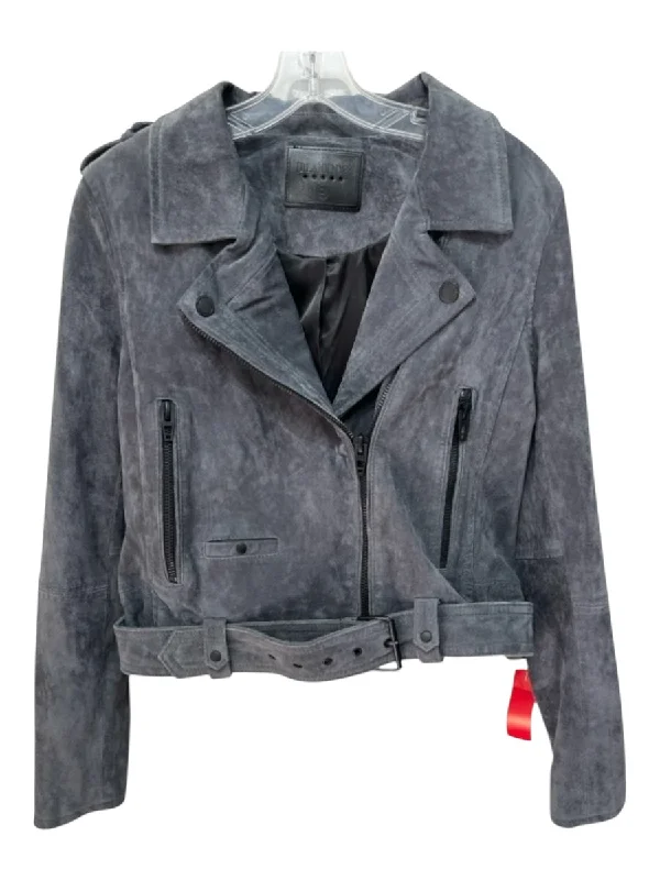 Jackets roam style-BlankNYC Size L Dark Gray Leather Zip Moto Gunmetal Hardware Belted Jacket