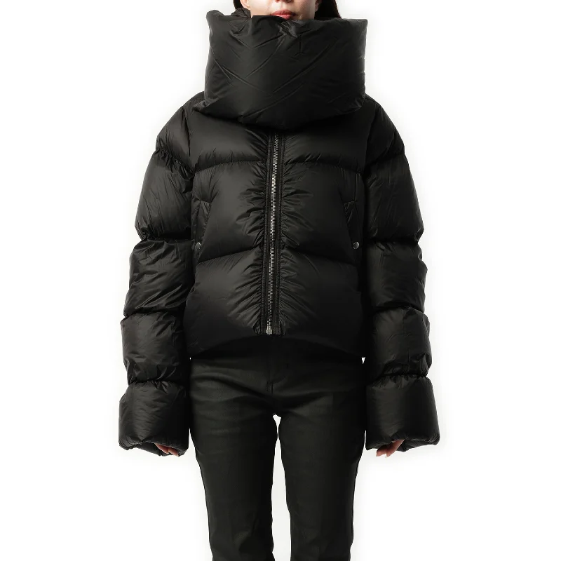 Jackets brush flair-Funnelneck Down Jacket in Black