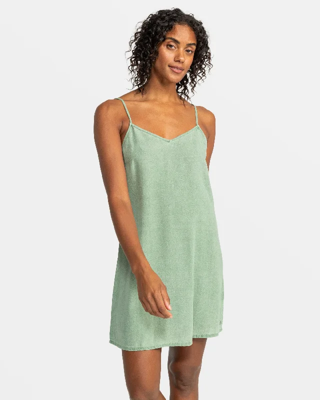 Blue lace dresses-Shine A Light Mini Dress - Oil Green