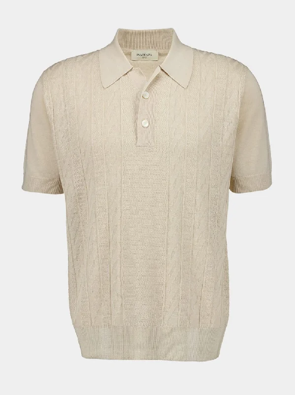 Women's clothing seasonal vibe-Cream Sand and Wave Polo Shirt