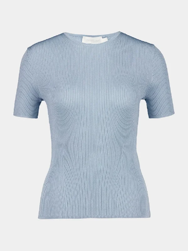 Women's clothing mountain-Blue Lurex Waverly Rib T-Shirt