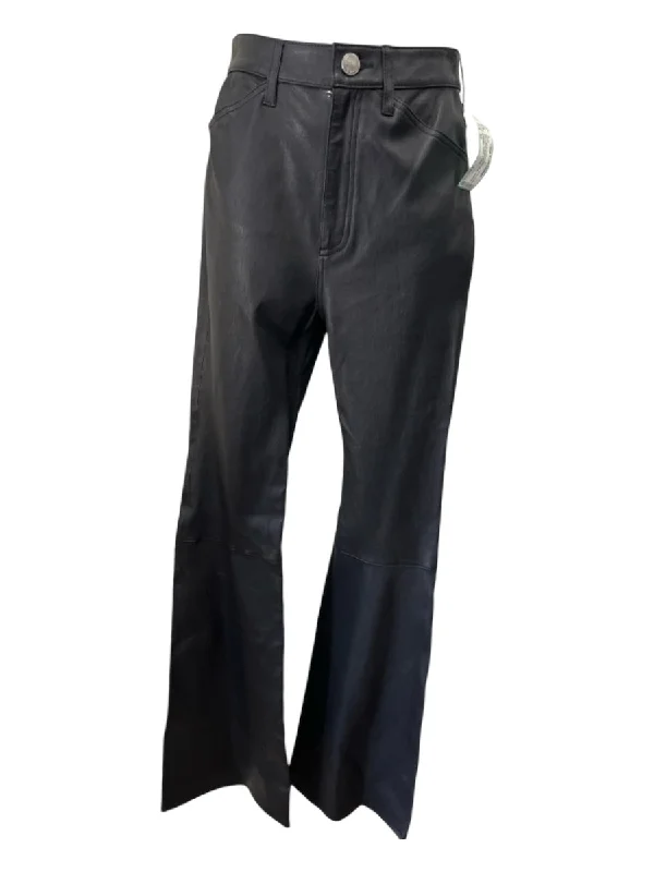 Bottoms with wedges-SPRWMN Size XS Black Leather High Rise Pockets Bell Bottom Pants