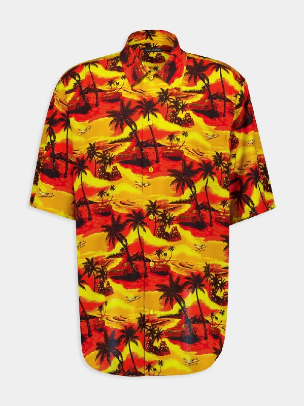 Women's clothing festive wear-Hawaiian Print Shirt