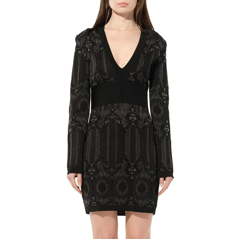 Festive festival dresses-Maille Knit Dress in Black/Silver