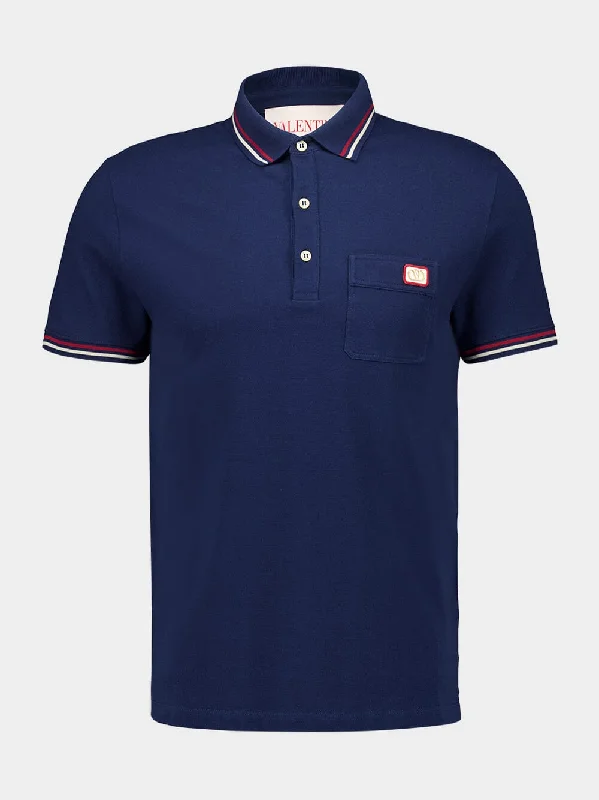 Women's clothing second-hand-Navy Embroidered Dreamatic Cotton Polo Shirt