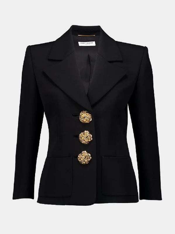 Women's clothing matching sets-Single-Breasted Wool Blazer