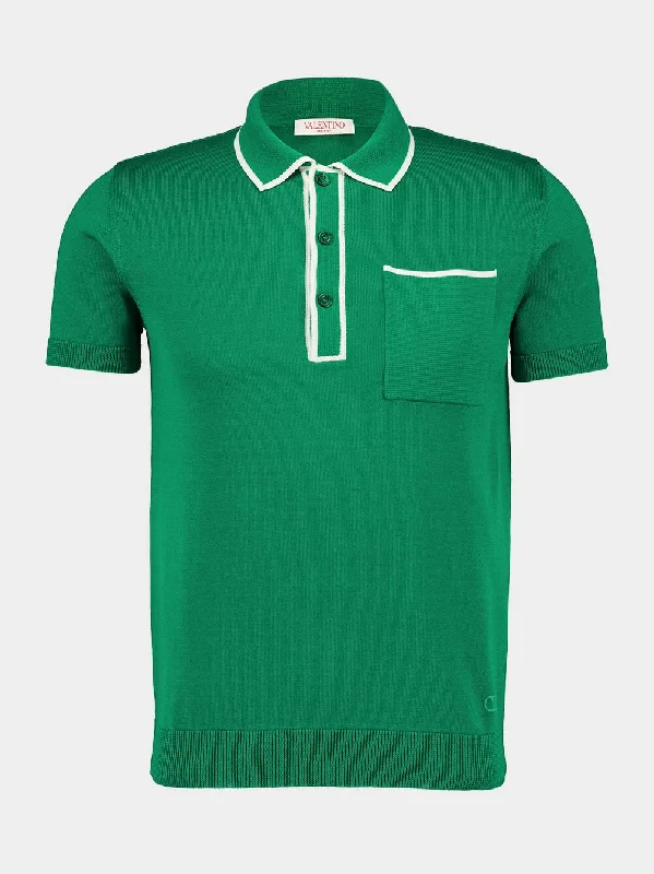 Women's clothing rental service-Signature VLogo Green Polo Shirt