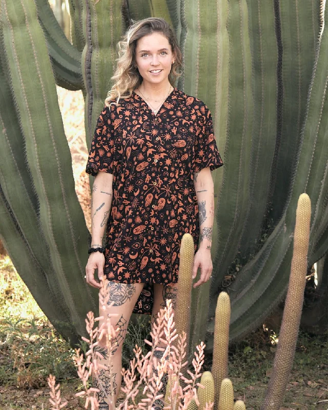 Affordable chic dresses-Mystic Tattoo - Womens Shirt Dress - Black