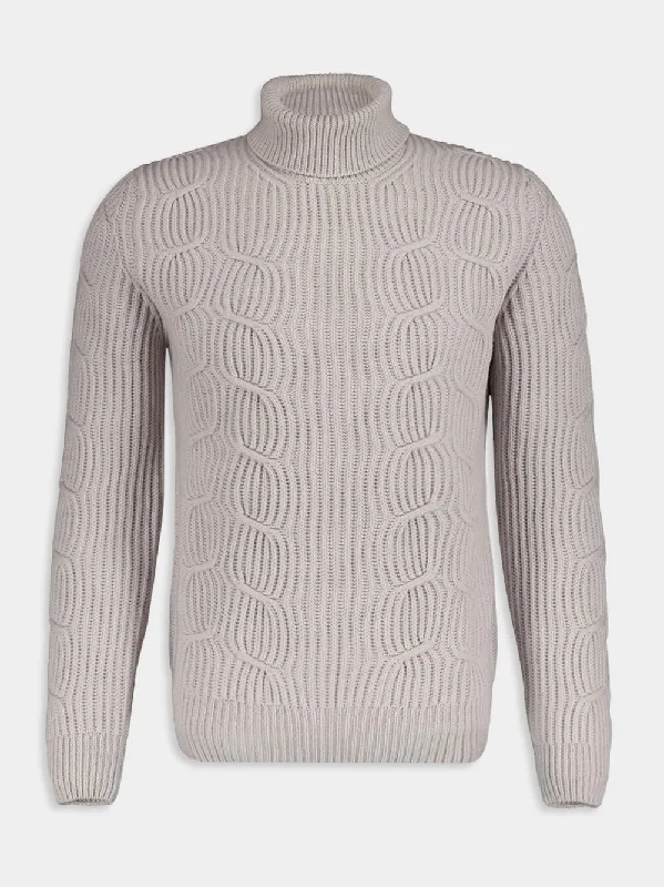 Women's clothing sparkly-Textured Wool Turtleneck