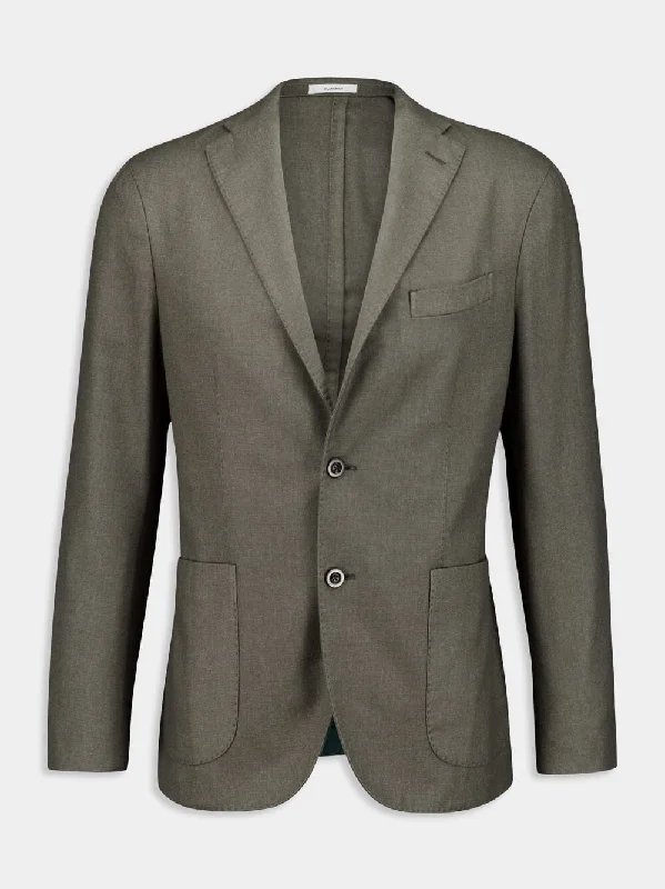 Women's clothing meeting-Grey Single-Breasted Cashmere Blazer