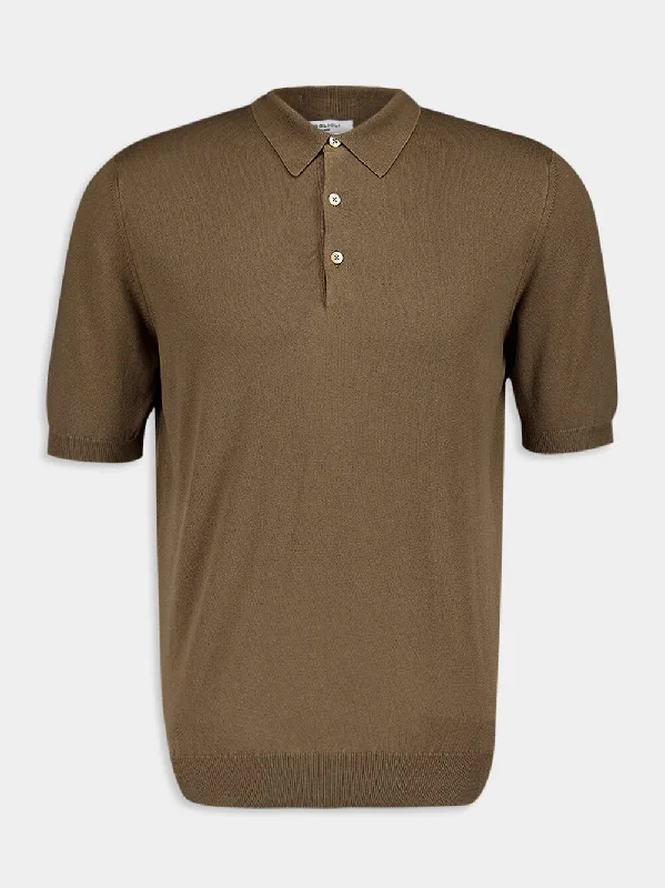 Women's clothing holiday party-Cotton Brown Polo T-Shirt