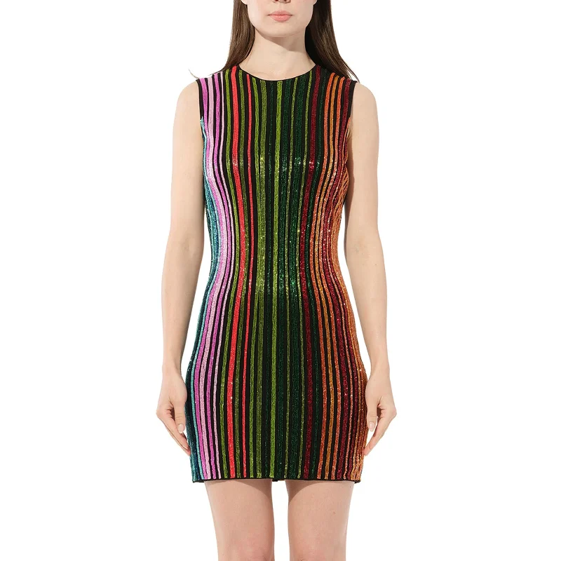 Gold glam dresses-Woven Dress in Multicolor