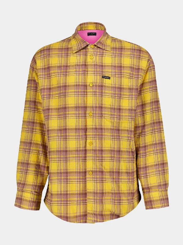 Women's clothing trendy-Vibrant Plaid Cotton Shirt