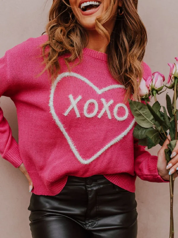 Sweaters popular choice-XOXO Round Neck Drop Shoulder Sweater