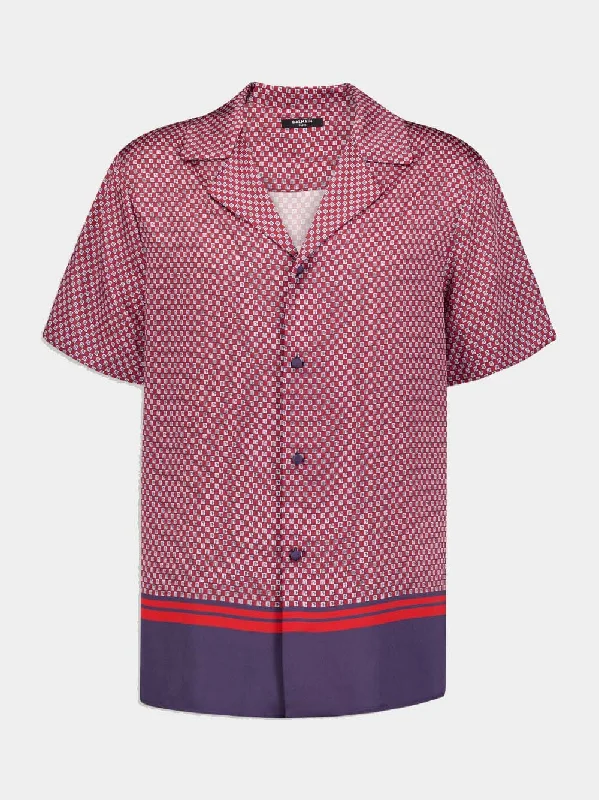 Women's clothing pleated designs-Monogram-Printed Shirt