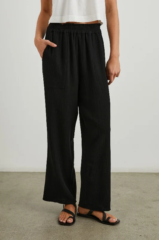 Bottoms with quick dry-LEON CROP PANT - BLACK GAUZE