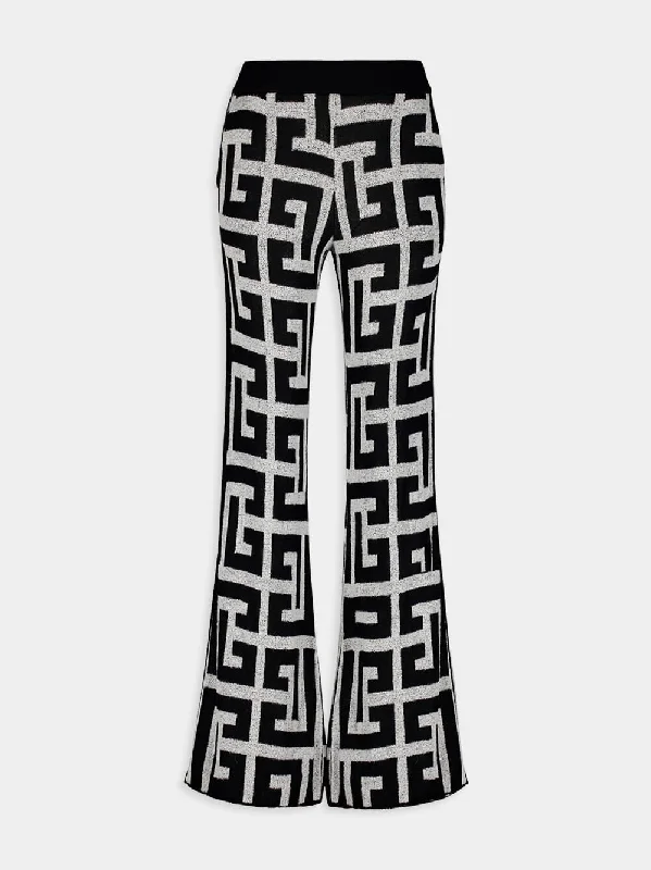 Women's clothing opening-Monogram Pattern Flare Trousers