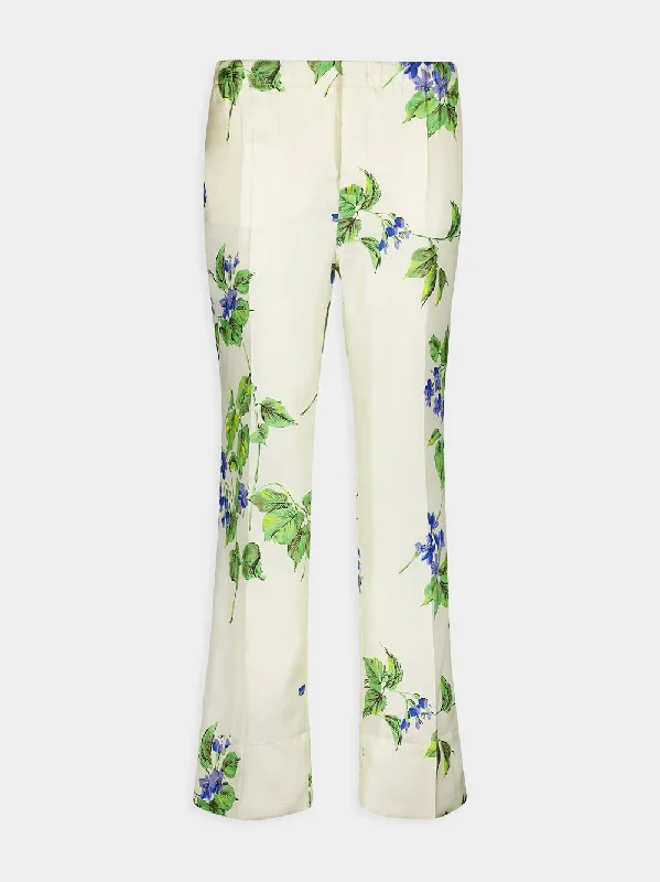 Women's clothing steal-Floral-Print Twill Trousers