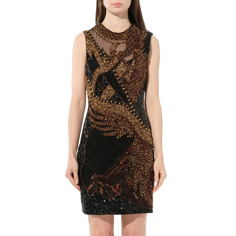 Trendy velvet dresses-Knit Dress Const in Multicolor