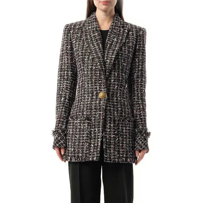 Jackets base vibe-1 BTN Tweed Fitted Jacket in Black/Multicolour