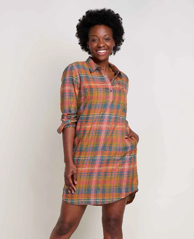 Beach linen dresses-Re-Form Flannel Shirtdress