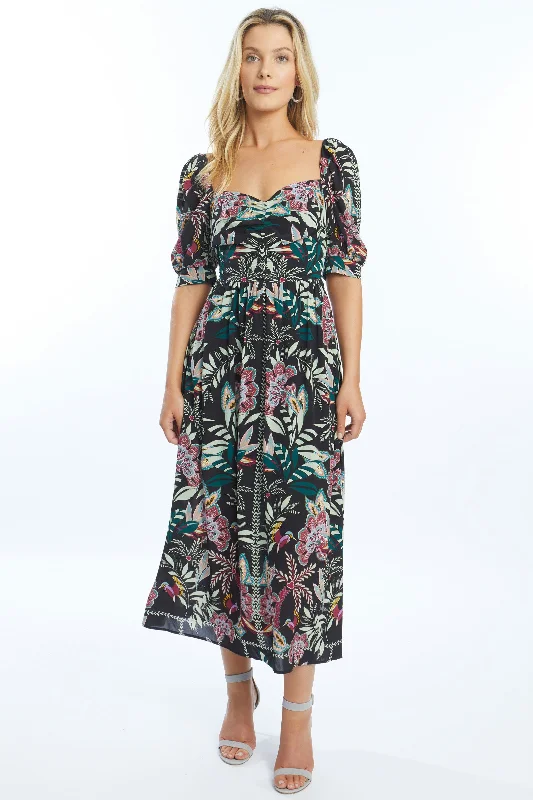 Tropical print dresses-Caballero Aidette Dusk Dress in Primrose