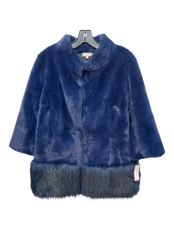 Jackets daily layer-Tyler Boe Size S dark blue Polyester Faux Fur Front Clasps Pockets Collar Jacket